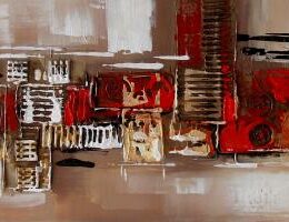 Panoramique tableau rouge marron abstrait