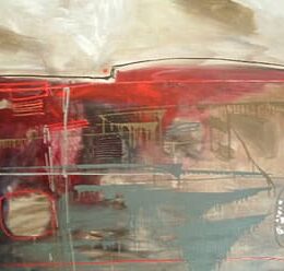 Peinture abstraite beige rouge