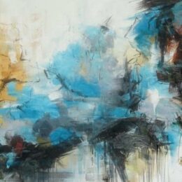 Peinture abstraite noir bleu