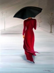 Tableau femme au parapluie noir PST5010 1390571381