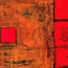 Peinture abstraite marron rouge