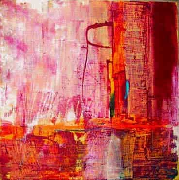 Tableau abstrait carré rose rouge Tableau abstrait carré rose rouge