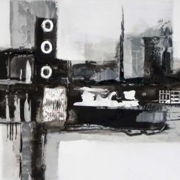 Tableau panoramique gris noir