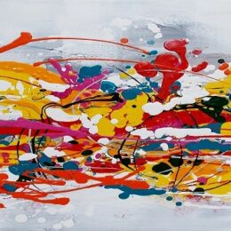 Tableau panoramique gris jaune bleu