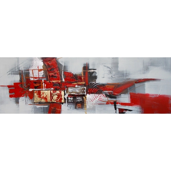 Tableau panoramique abstrait gris rouge PST5639 1404113625