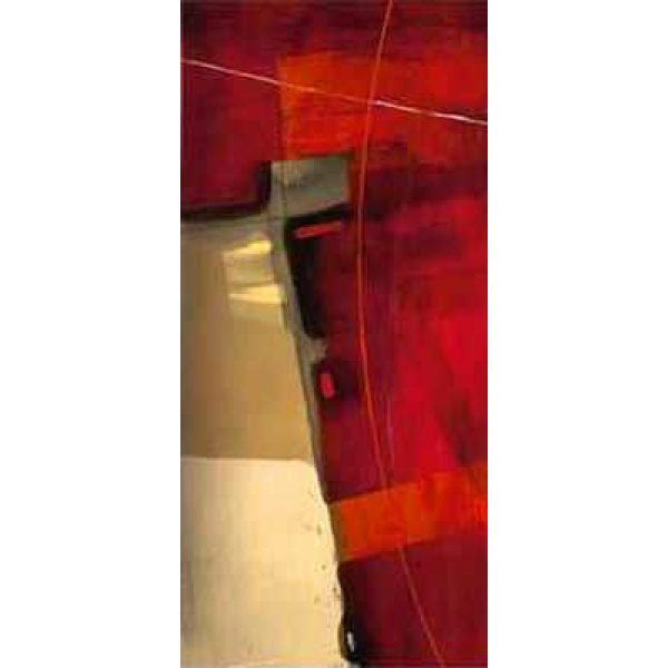 Tableau peinture abstrait vertical beige rouge PST6230 1381487161