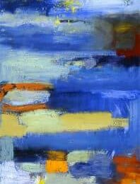 Tableau peinture vertical bleu jaune