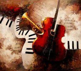 Peinture moderne violon piano