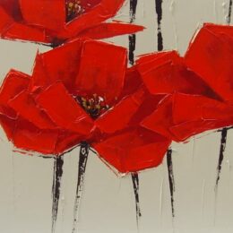 Tableau peinture fleurs rouges