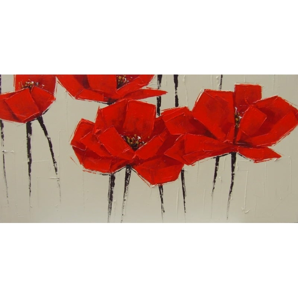 Tableau peinture fleurs rouges hs4287 1340629585