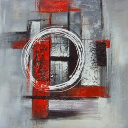 Tableau abstrait rouge et gris