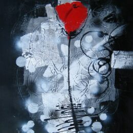 Peinture moderne rose rouge