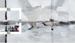 Tableau panoramique abstrait gris et blanc