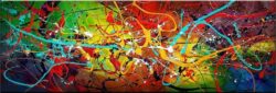 Tableau panoramique multicolore peint sur toile panoramique abstrait 5815FC5815