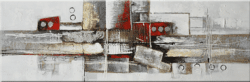 Tableau panoramique gris rouge argent abstrait panoramique abstrait 6113FC6113