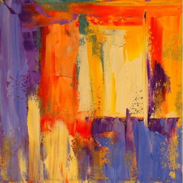Tableau abstrait orange mauve peinture abstraite 7645FC7645