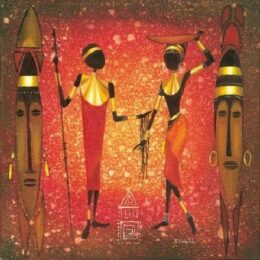 Peinture africaine vie quotidienne