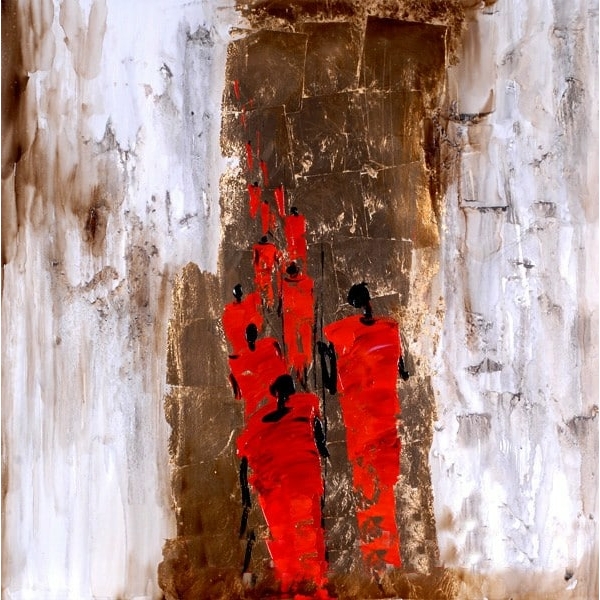 Peinture Afrique abstrait rouge et marron peinture africaine 4435FC4435