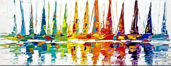 Bateau abstrait panoramique multicolore peinture bateaux 1100 fc1100