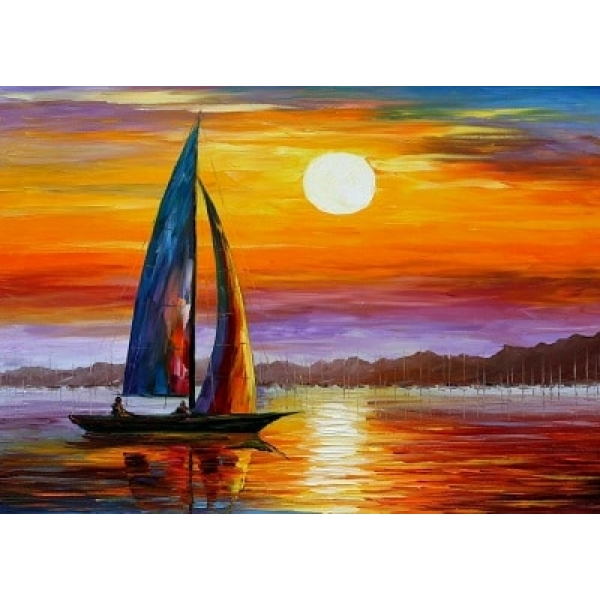 Voilier au crépuscule peinture bateaux 2389FC2389PA