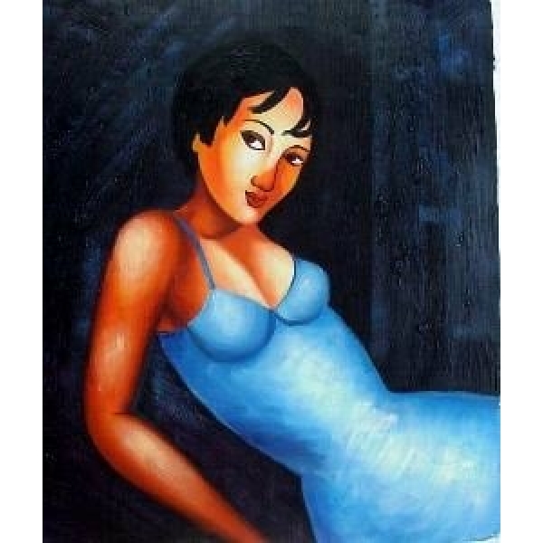 Peinture femme moderne betty boop robe bleue peinture femme moderne 2001 fc2001pa