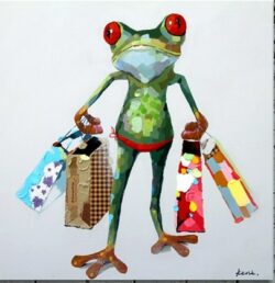 Tableau pop art grenouille qui fait son shopping peinture moderne 7668FC7668