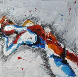 Peinture abstraite femme nue fond gris peinture nu 5504FC5504