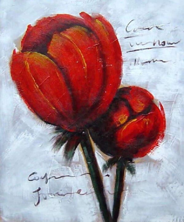 Tableau peinture moderne fleur orange pst4301 1397721334