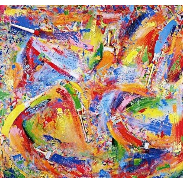Peinture abstraite multicolore avec effets au couteau • Peintures sur toile