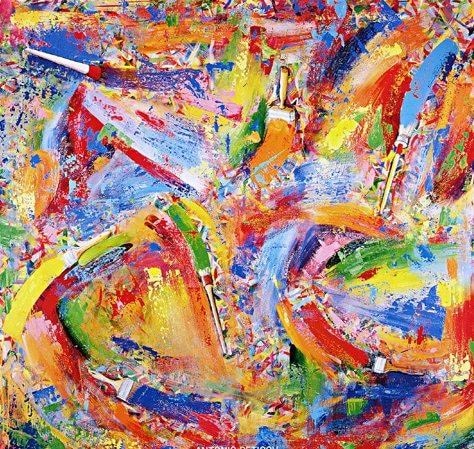 Peinture abstraite multicolore avec effets au couteau Peinture abstraite multicolore avec effets au couteau