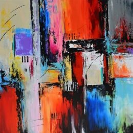 Tableau contemporain abstrait avec effets au couteau