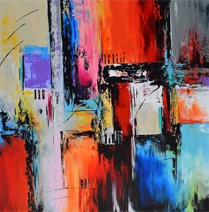 Tableau contemporain abstrait avec effets au couteau Tableau contemporain abstrait avec effets au couteau