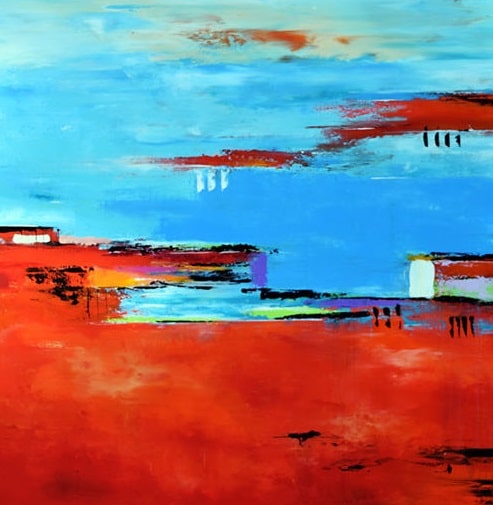 Tableau xxl abstrait contemporain rouge et bleu Tableau xxl abstrait contemporain rouge et bleu