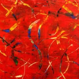 Tableau moderne abstrait rouge contemporain