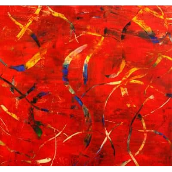 Tableau moderne abstrait rouge contemporain tableau abstrait carre 4842FC4842