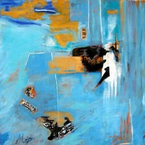 Peinture abstraite bleu beige sur toile tableau abstrait carre 5421 fc5421