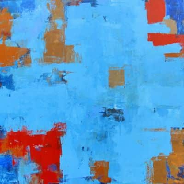Peinture abstrait bleu ciel effets marron et rouge tableau abstrait carre 5422 fc5422