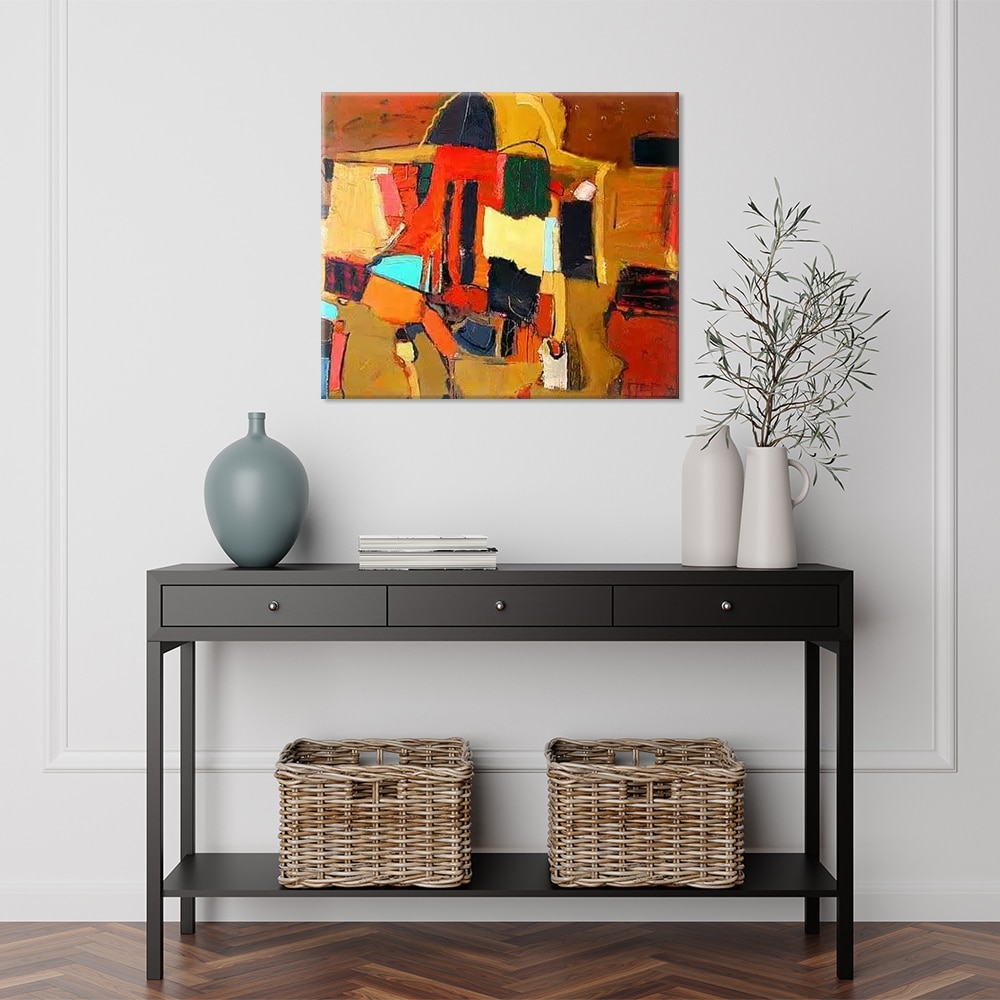 Tableau cubisme marron rouge jaune Tableau cubisme marron rouge jaune – Image 3