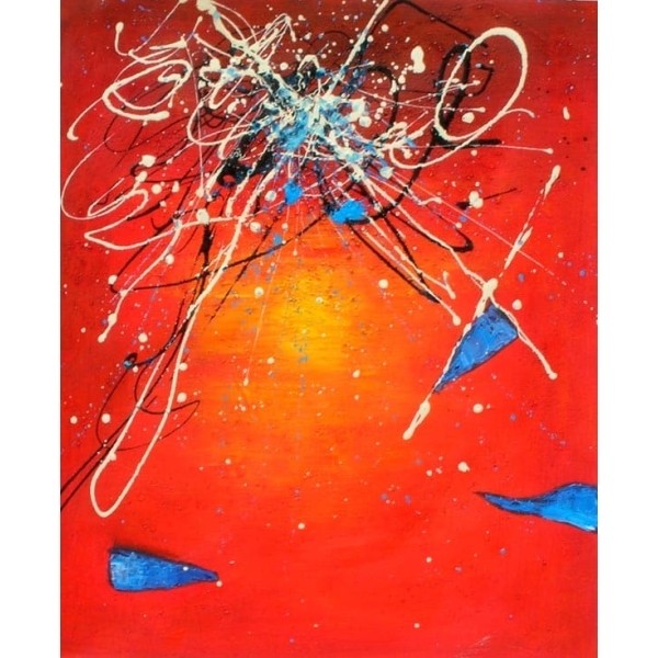 Peinture abstraite moderne rouge et bleue IMG 001 103
