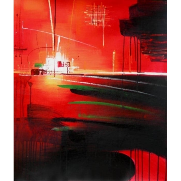 Peinture abstraite noir rouge vert IMG 001 111