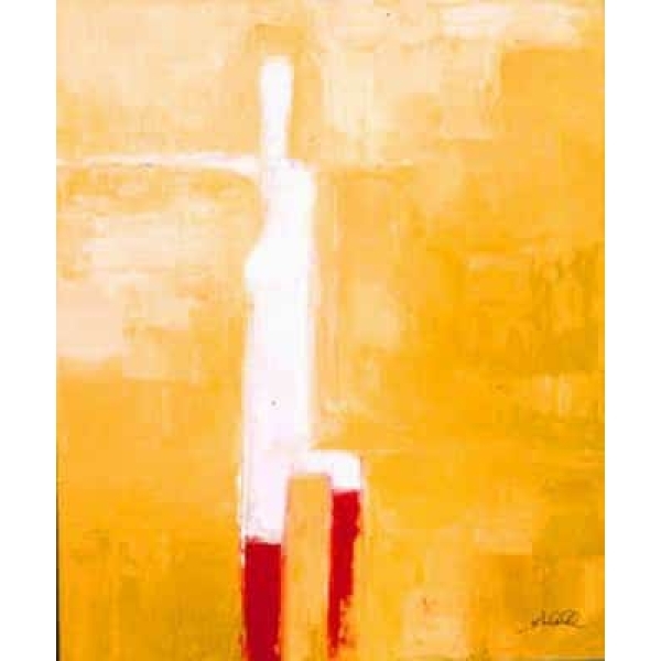 Peinture toile abstraite jaune rouge blanc IMG 001 124