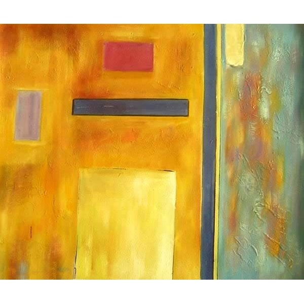 Peinture abstraite horizontale jaune gris IMG 001 13