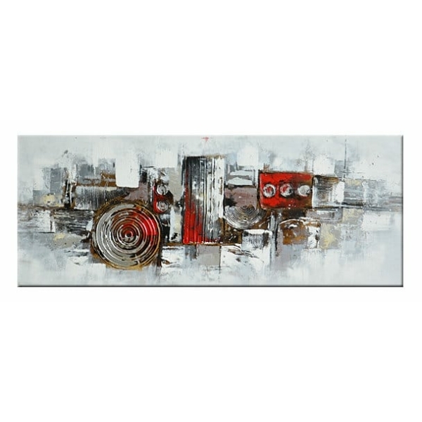 Toile abstraite panoramique gris rouge IMG 001 143
