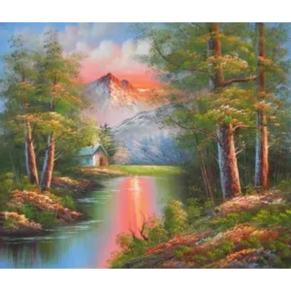 Peinture montagne crépuscule IMG 001 18