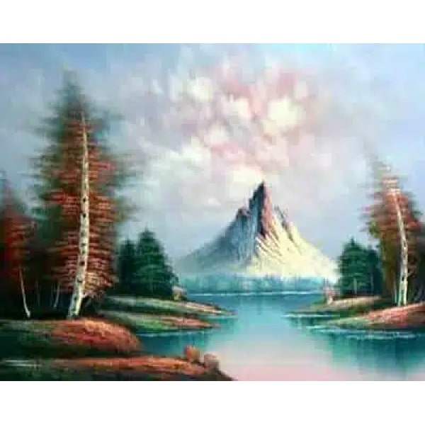 Peinture montagne automne ciel bleu IMG 001 25