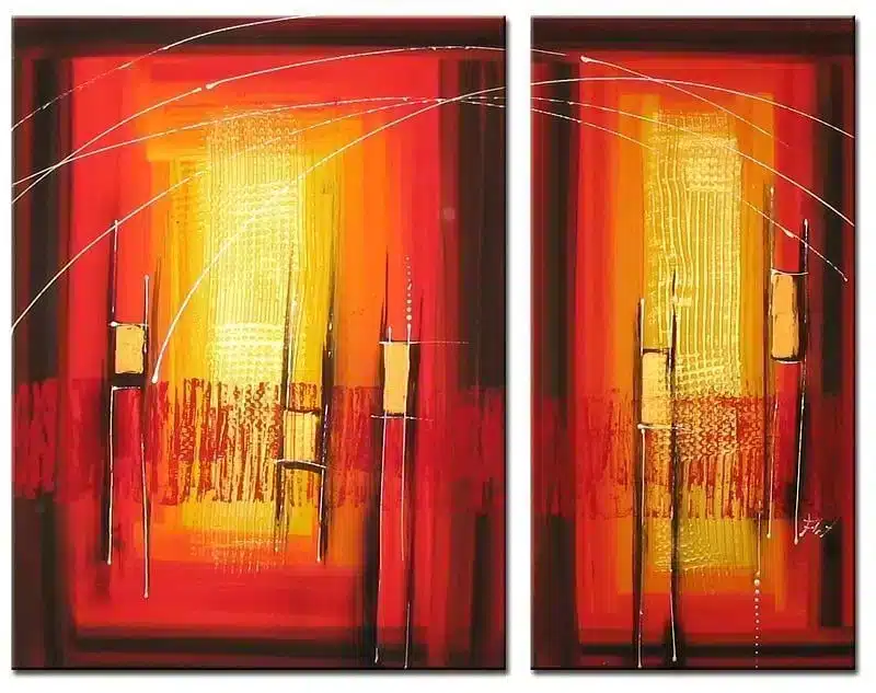 Diptyque contemporain jaune orange rouge Diptyque contemporain jaune orange rouge – Image 3