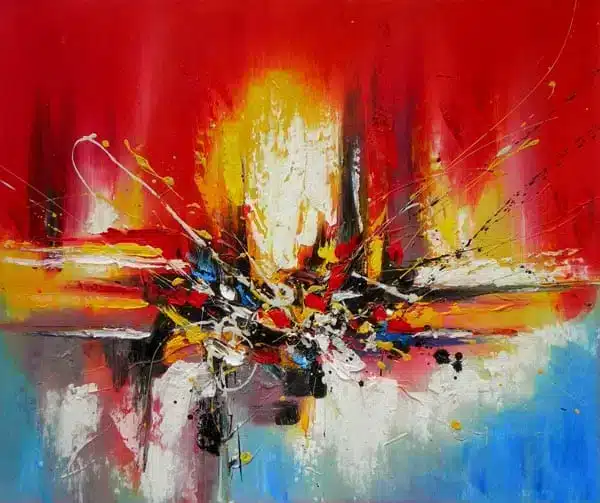 Peinture abstraite rouge jaune bleue Peinture abstraite rouge jaune bleue – Image 3