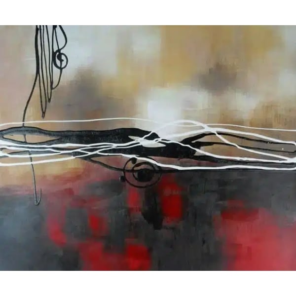 Peinture abstraite rouge noir beige IMG 001 49