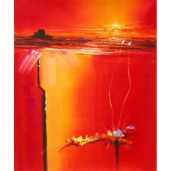 Peinture abstraite moderne jaune et rouge IMG 001 50