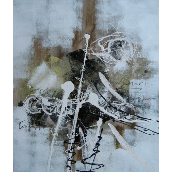 Peinture toile abstraite gris et beige IMG 001 51